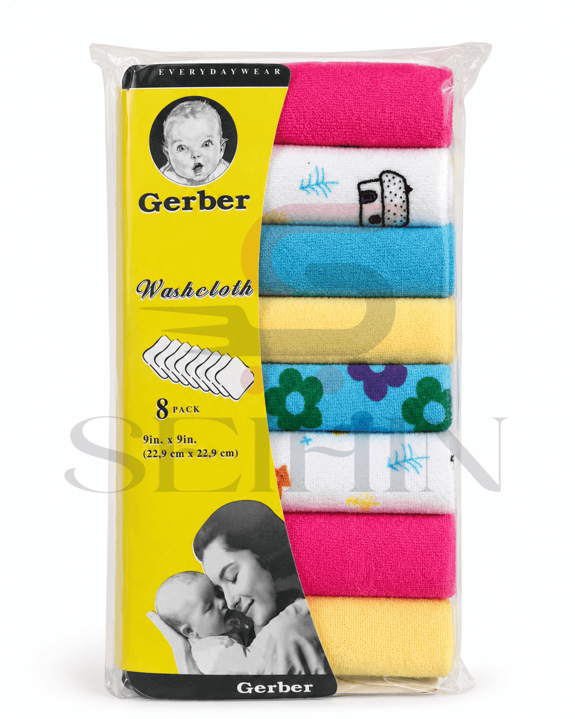 Gerber Baby Washcloth 8-Pack – 9 x 9 Inch