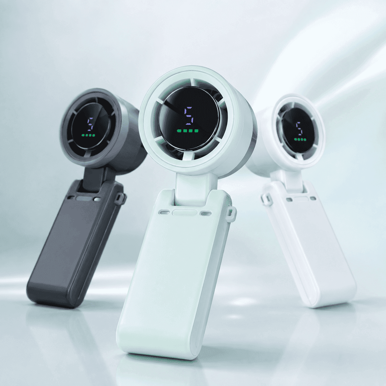 Rechargeable Foldable Handheld Turbo Fan with Digital Display